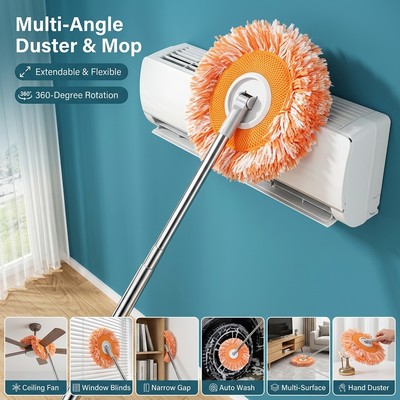 360° Rotating Triangle Mop with Extendable Handle - Sun Flower Orange