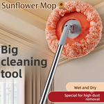 360° Rotating Triangle Mop with Extendable Handle - Sun Flower Orange