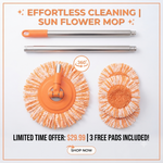 360° Rotating Triangle Mop with Extendable Handle - Sun Flower Orange