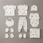 Premium 11-Piece Newborn Baby Cotton Gift Set - Unisex Cute Bear Print