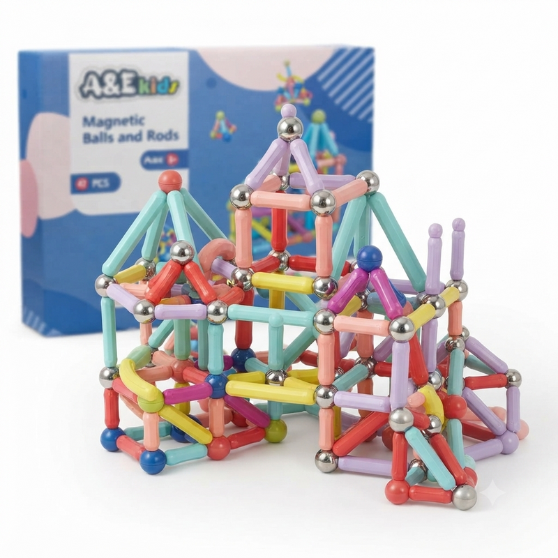 Kids Magnetic Construction Building Blocks Set (42 Pieces) – Educational STEM Toy