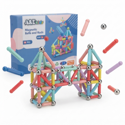 Kids Magnetic Construction Building Blocks Set – Pastel & Primary Colors (36 Pieces)