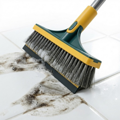 3-in-1 Multifunctional Floor Scrub Brush with 360° Rotating Squeegee